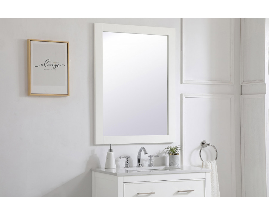 Elegant Wall Mirror - White, D 27", H 36" (VM22736WH)