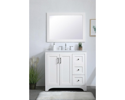 Elegant Wall Mirror - White, D 27", H 36" (VM22736WH)