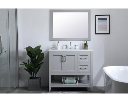 Elegant Wall Mirror - Gray, D 30", H 36" (VM23036GR)