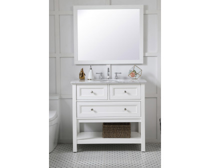 Elegant Wall Mirror - White, D 30", H 36" (VM23036WH)