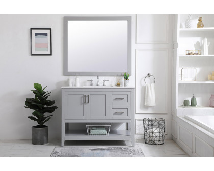 Elegant Wall Mirror - Gray, D 42", H 36" (VM24236GR)