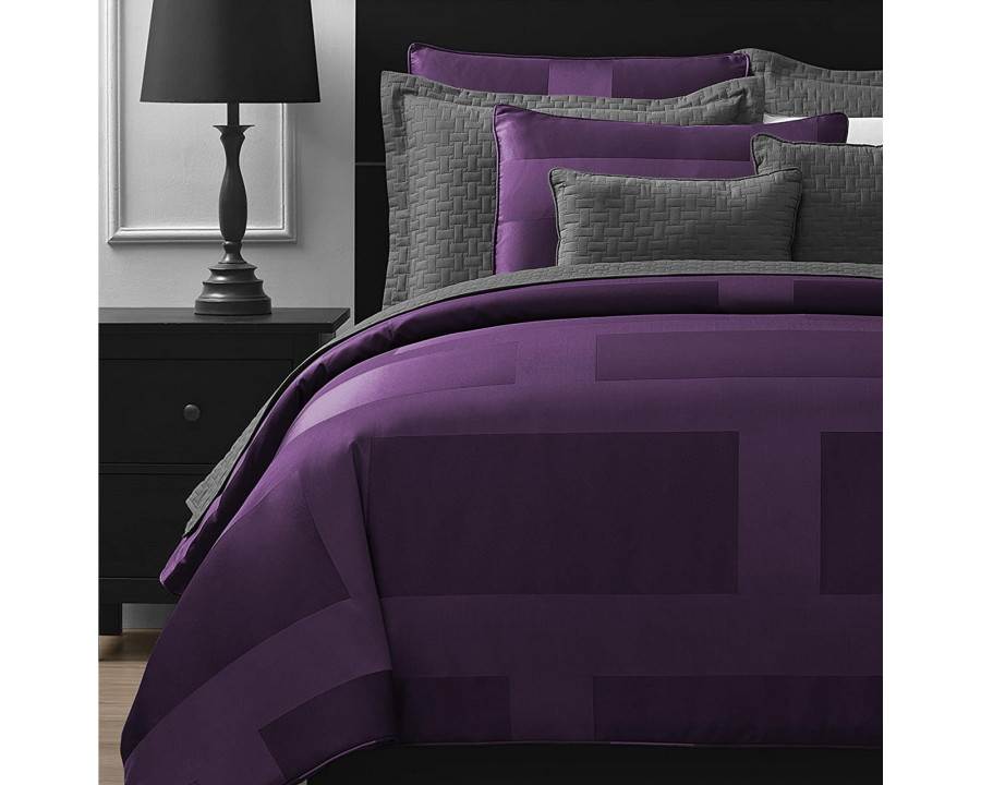 eLuxury Jacquard Frame Comforter Set - California King, Plum