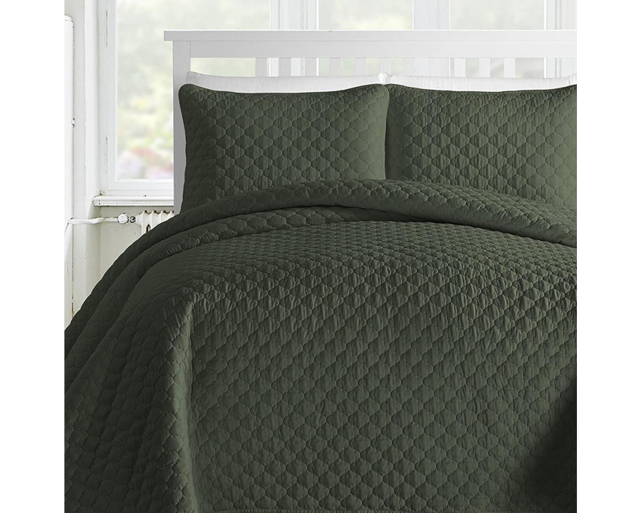 eLuxury Quilted Comforter Set - King, Sage