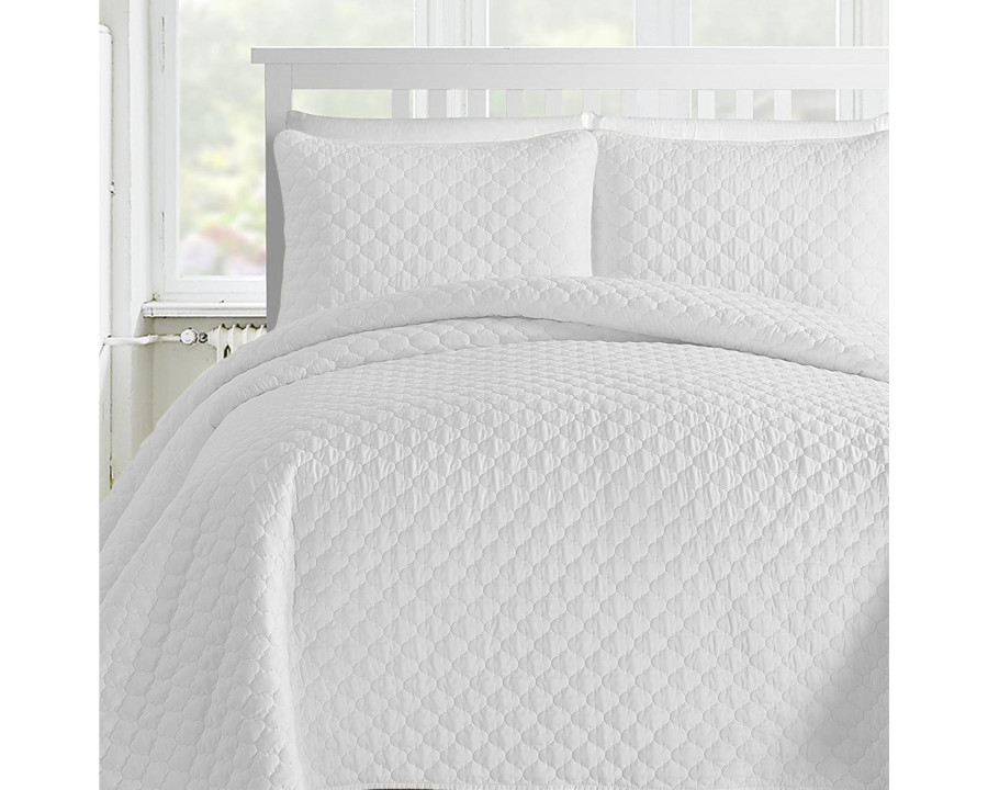 eLuxury Quilted Comforter Set - King, White