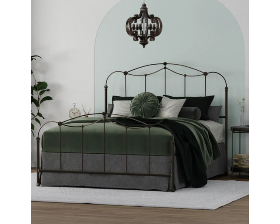 eLuxury Affinity Metal Bed with Headboard and Footboard - California King, Black