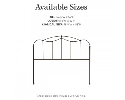 eLuxury Affinity Metal Headboard - King