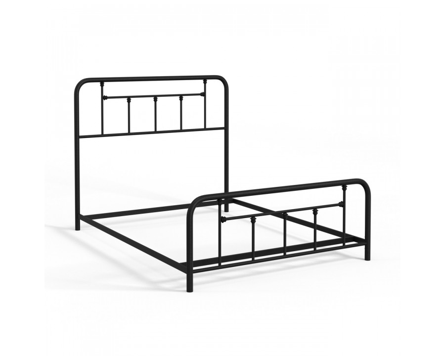 eLuxury Baldwin Metal Bed with Headboard and Footboard - California King, Black