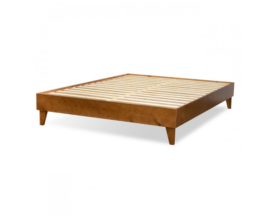 eLuxury Artisan Wooden Platform Bed - Queen, Almond