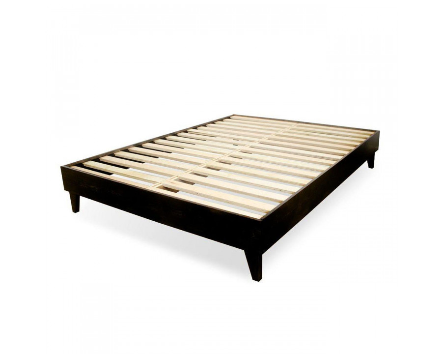 eLuxury Artisan Wooden Platform Bed - Queen, Black