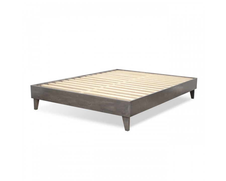 eLuxury Artisan Wooden Platform Bed - Queen, Gray