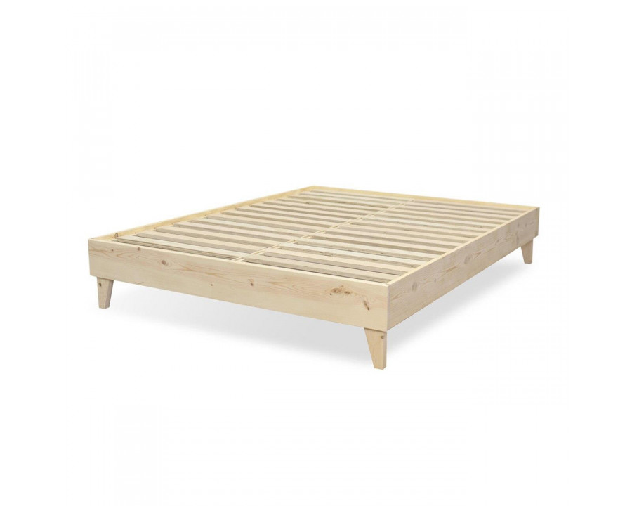 eLuxury Artisan Wooden Platform Bed - Queen, Natural