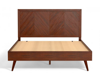 eLuxury Chevron Bed Frame with Headboard - California King, Walnut