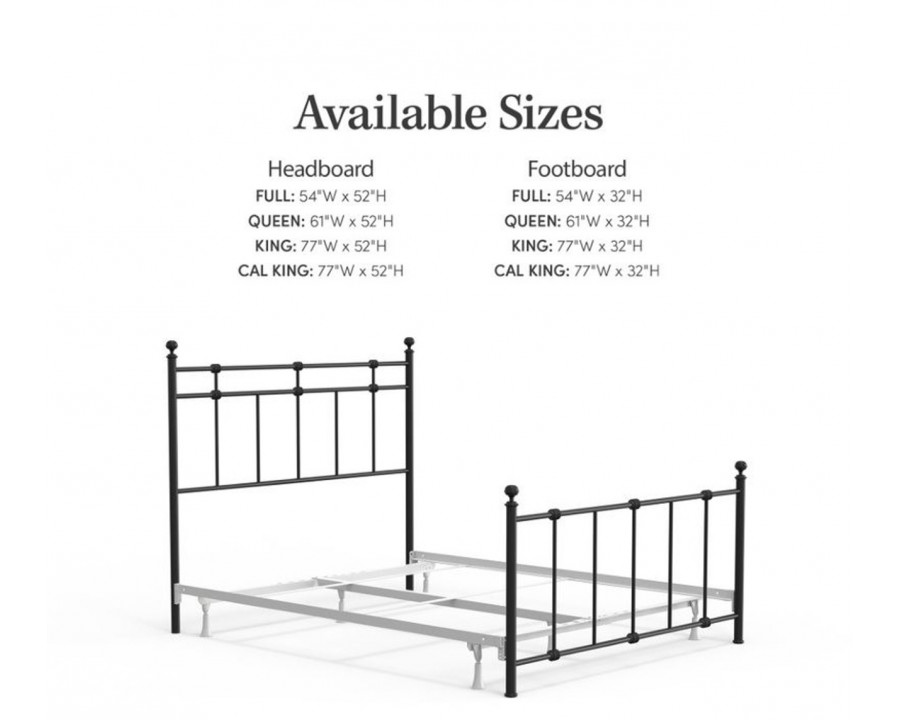 eLuxury Dexter Metal Bed with Headboard and Footboard - Full, Black