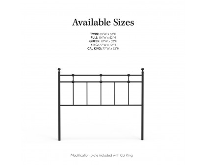 eLuxury Dexter Metal Headboard - Full, Black