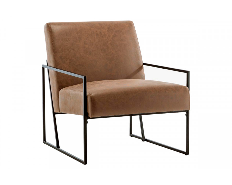 eLuxury Modern Industrial Upholstered Accent Chair with Slanted Metal Base - Walnut