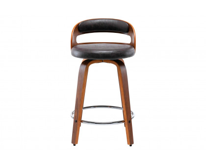 eLuxury - Modern Barrel Swivel Counter Stool with Round Metal Kickplate