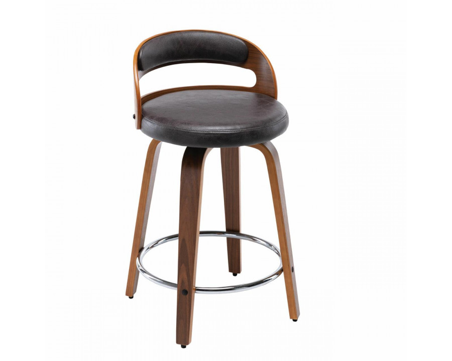 eLuxury Modern Barrel Swivel Counter Stool with Round Metal Kickplate - Charcoal Gray