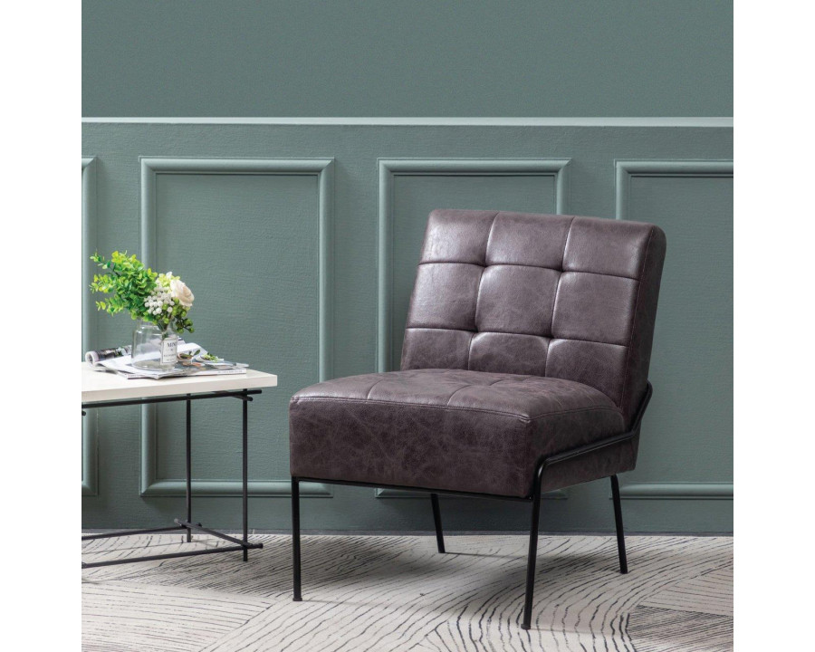 eLuxury - Armless Accent Chair with Metal Frame