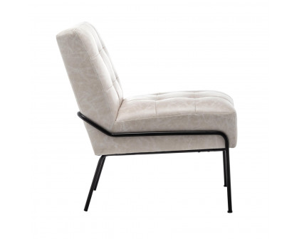 eLuxury Armless Accent Chair with Metal Frame - Ivory Faux Leather