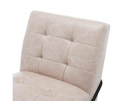 eLuxury Armless Accent Chair with Metal Frame - Ivory Faux Leather