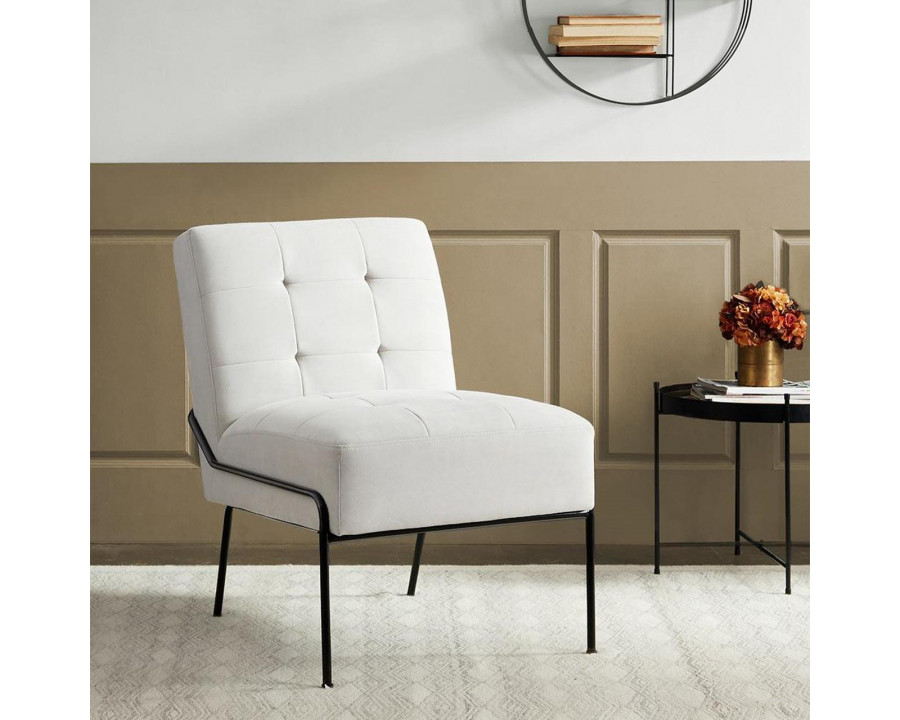 eLuxury Armless Accent Chair with Metal Frame - Cream Velvet