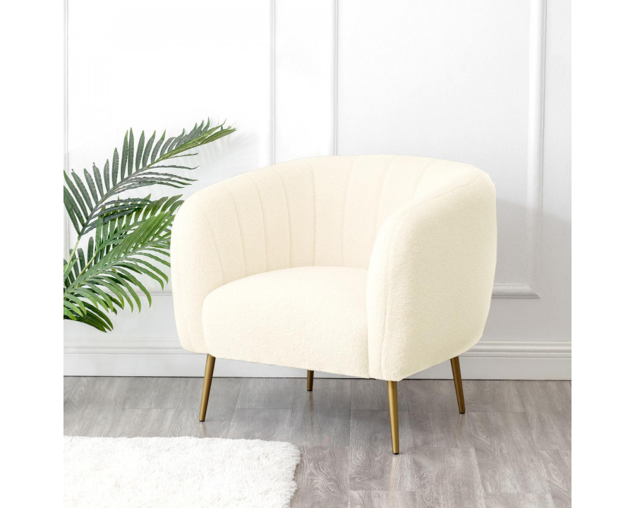 eLuxury Modern Channel Accent Chair - Cream Velvet