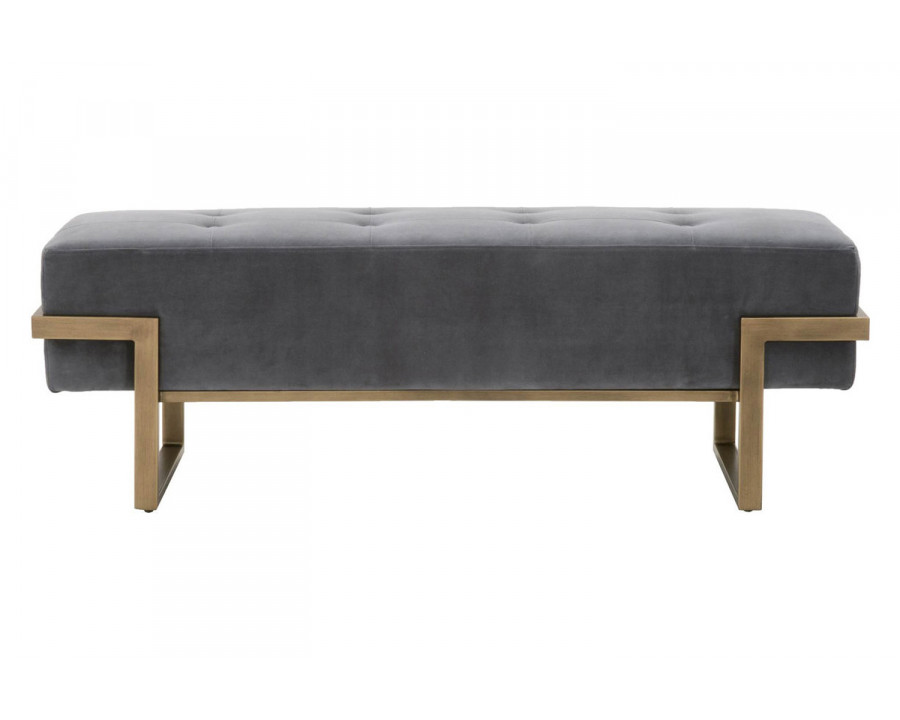 Essentials - District Fiona Upholstered Bench in Blush Gray Velvet