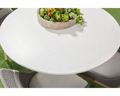 Essentials - District Monterey 55" Round Dining Table in Ivory Terrazzo Concrete