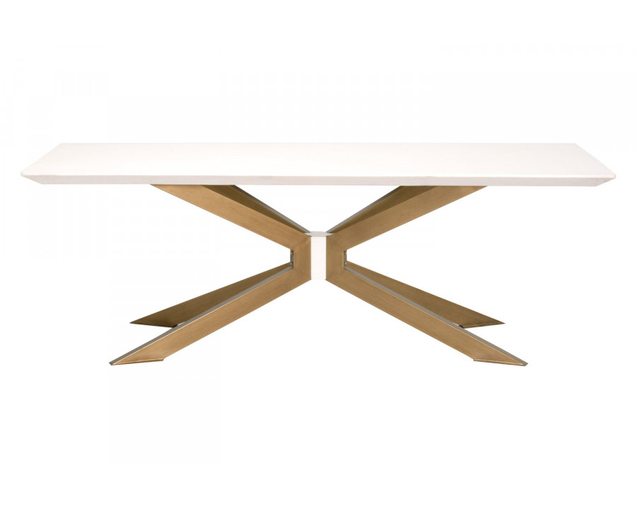 Essentials District Industry Rectangle Dining Table - Ivory Concrete Brass