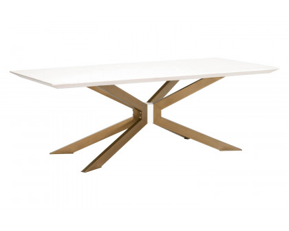 Essentials District Industry Rectangle Dining Table - Ivory Concrete Brass