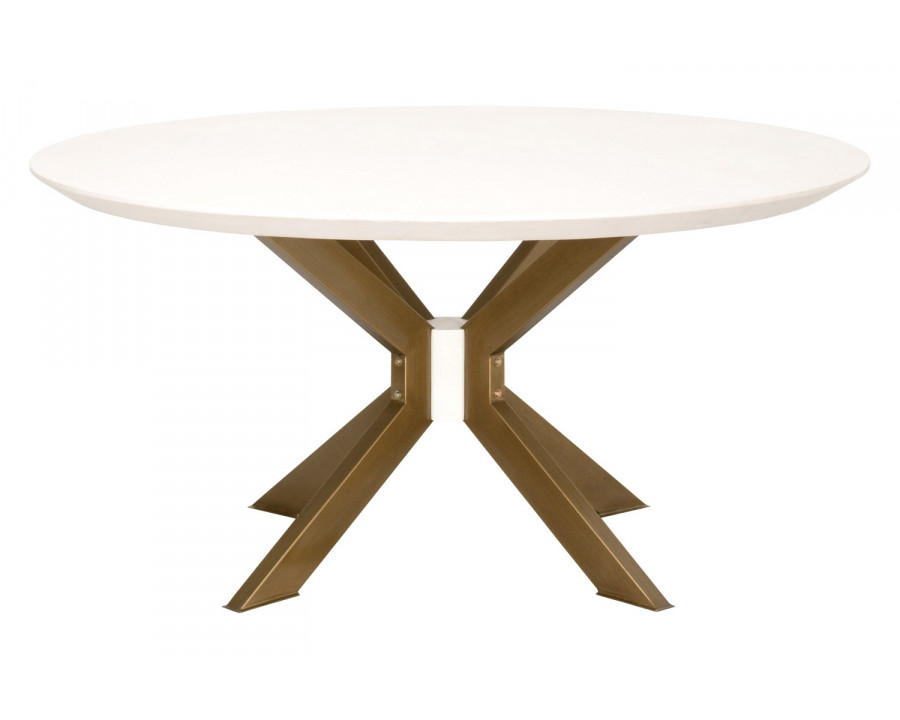 Essentials District Industry 60" Round Dining Table - Ivory Concrete Brass