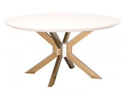 Essentials District Industry 60" Round Dining Table - Ivory Concrete Brass