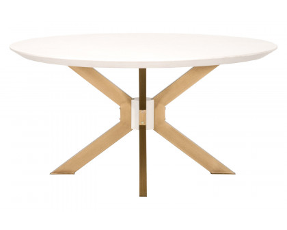 Essentials District Industry 60" Round Dining Table - Ivory Concrete Brass