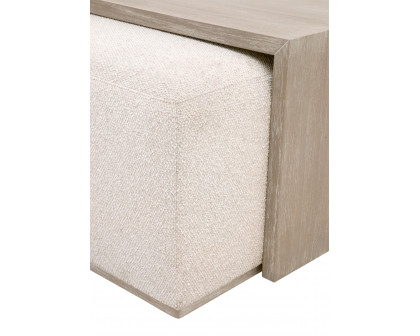 Essentials - Traditions Dovetail Upholstered Coffee Table in LiveSmart Gellar-Linen, Natural Gray Acacia