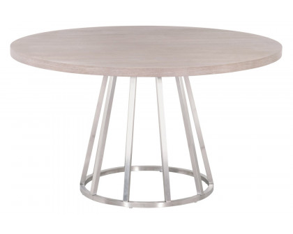 Essentials Traditions Turino 54" Round Dining Table Wood Top - Natural Gray