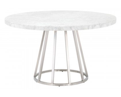 Essentials Traditions Turino 54" Round Dining Table Carrera Top - White Carrera Marble