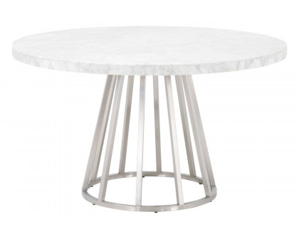 Essentials Traditions Turino 54" Round Dining Table Carrera Top - White Carrera Marble