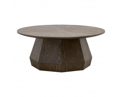 Essentials Coulter Round Coffee Table - Burnished Brown Ash