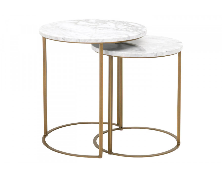 Essentials - Traditions Carrera Round Nesting Accent Table in Brushed Gold