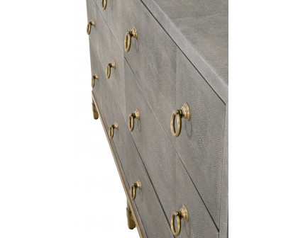 Essentials Traditions Strand Shagreen 6-Drawer Double Dresser - Gray Shagreen, Brushed Gold