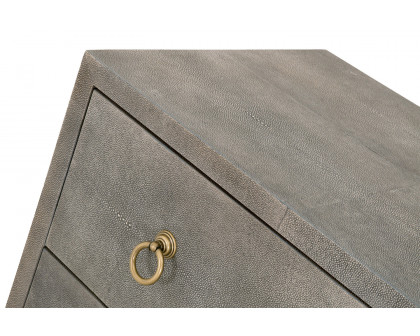 Essentials Traditions Strand Shagreen 6-Drawer Double Dresser - Gray Shagreen, Brushed Gold