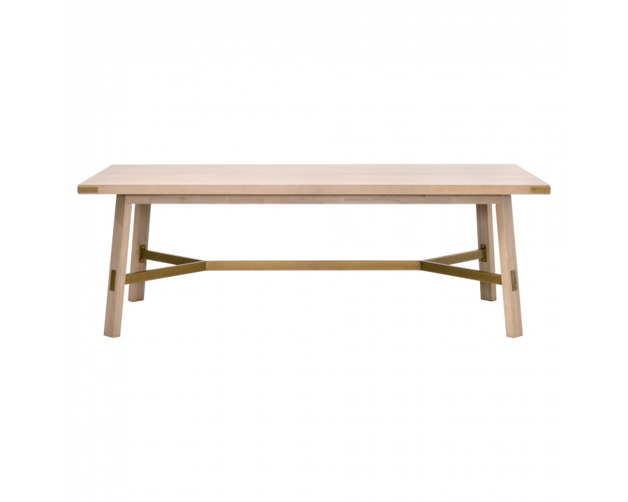 Essentials - Klein Rectangular Dining Table in Light Honey Oak, Brushed Gold