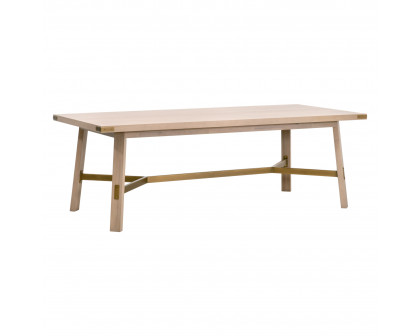 Essentials - Klein Rectangular Dining Table in Light Honey Oak, Brushed Gold