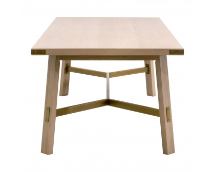 Essentials - Klein Rectangular Dining Table in Light Honey Oak, Brushed Gold