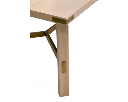 Essentials - Klein Rectangular Dining Table in Light Honey Oak, Brushed Gold