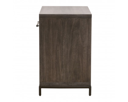 Essentials - Wrenn 1-Drawer Nightstand in Burnished Brown Acacia, Matte White, Antique Bronze