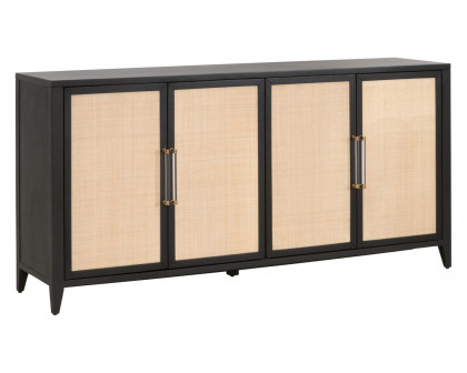 Essentials Traditions Holland Media Sideboard - Brushed Black Natural Rattan