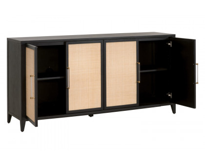 Essentials Traditions Holland Media Sideboard - Brushed Black Natural Rattan