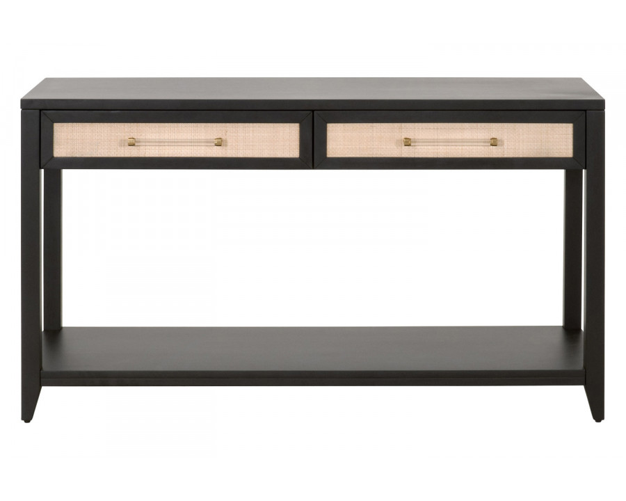 Essentials Traditions Holland 2-Drawer Console Table - Brushed Black Natural Rattan