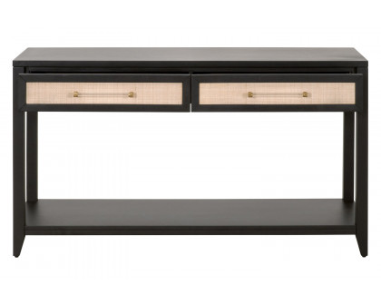 Essentials Traditions Holland 2-Drawer Console Table - Brushed Black Natural Rattan